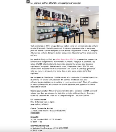 meilleur coiffeur de strasbourg par Biba magazine